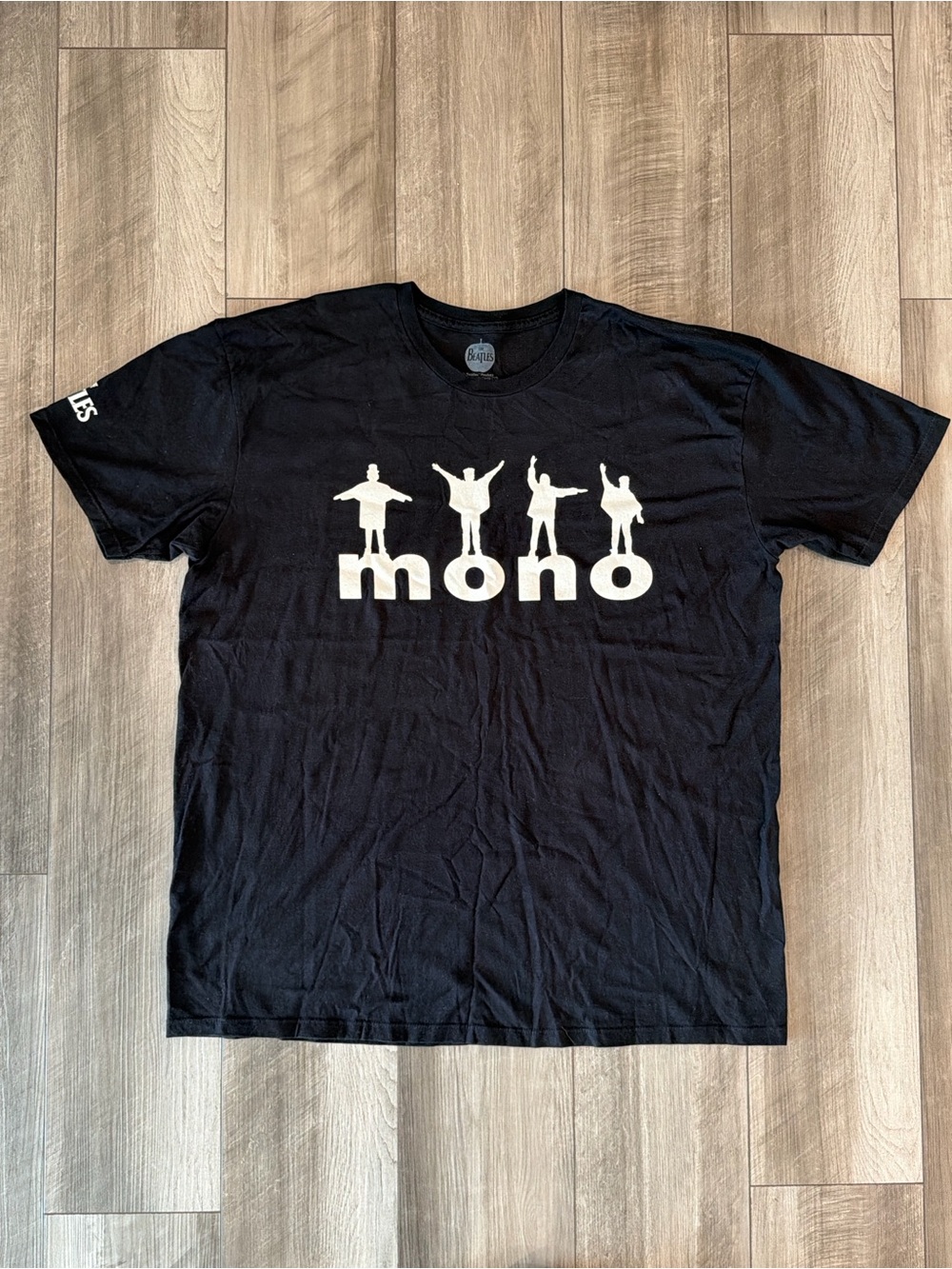 The Beatles Black Tee with White Mono Silhouette Graphic